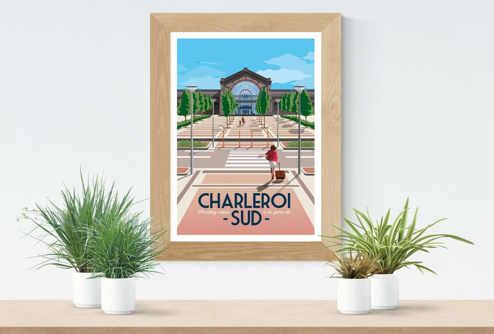 Affiche Belgique Charleroi Gare