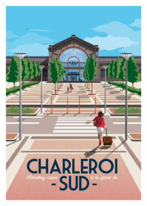 Poster België Charleroi Station