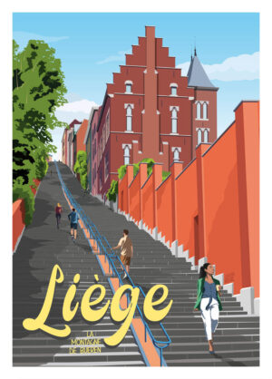 Affiche Belgique Liège La Montagne de Bueren