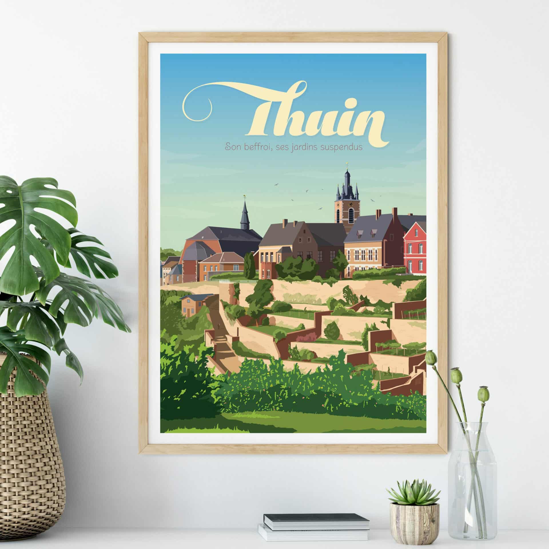 België Thuin poster - Het belfort en de hangende tuinen