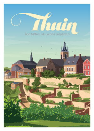 België Thuin poster - Het belfort en de hangende tuinen