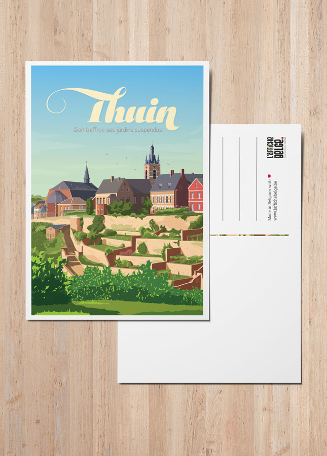 Carte postale Thuin son beffroi et ses jardins suspendus