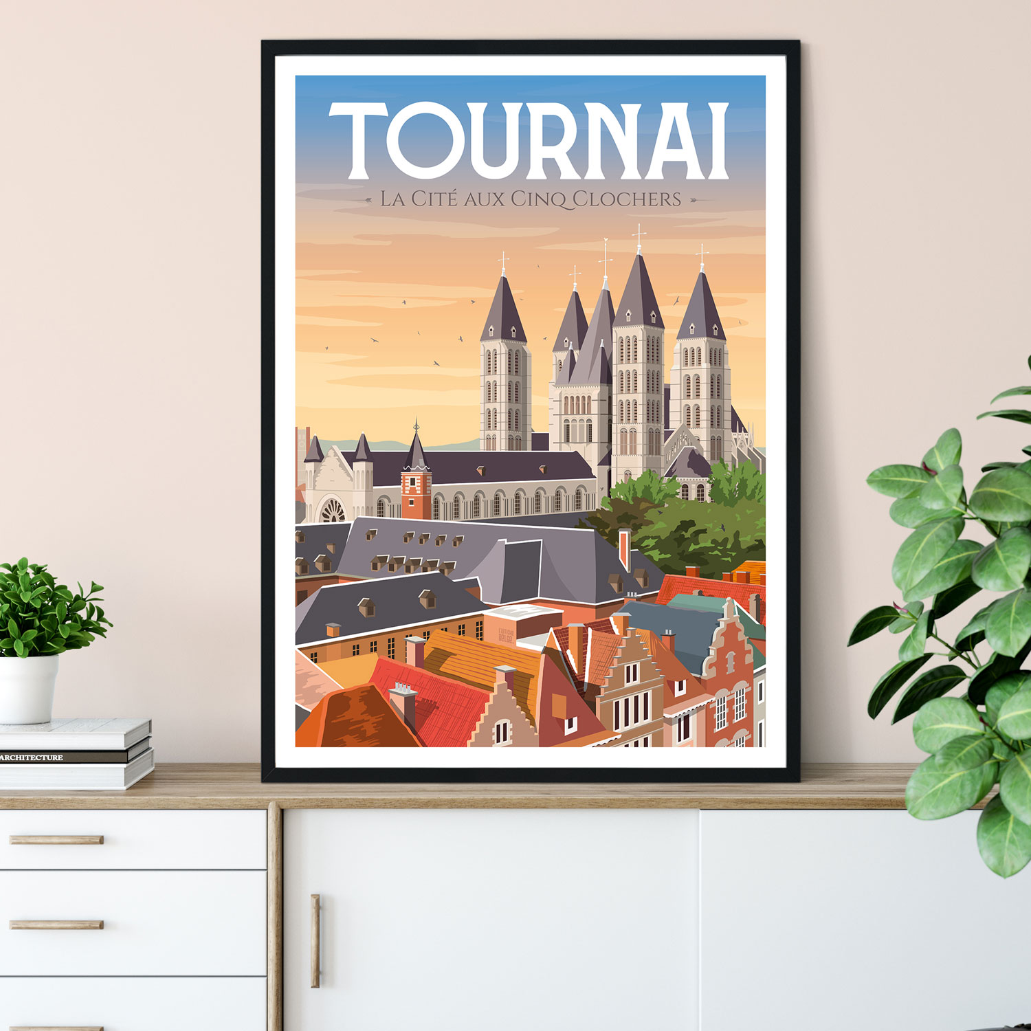 Affiche Tournai "La cité aux cinq clochets"