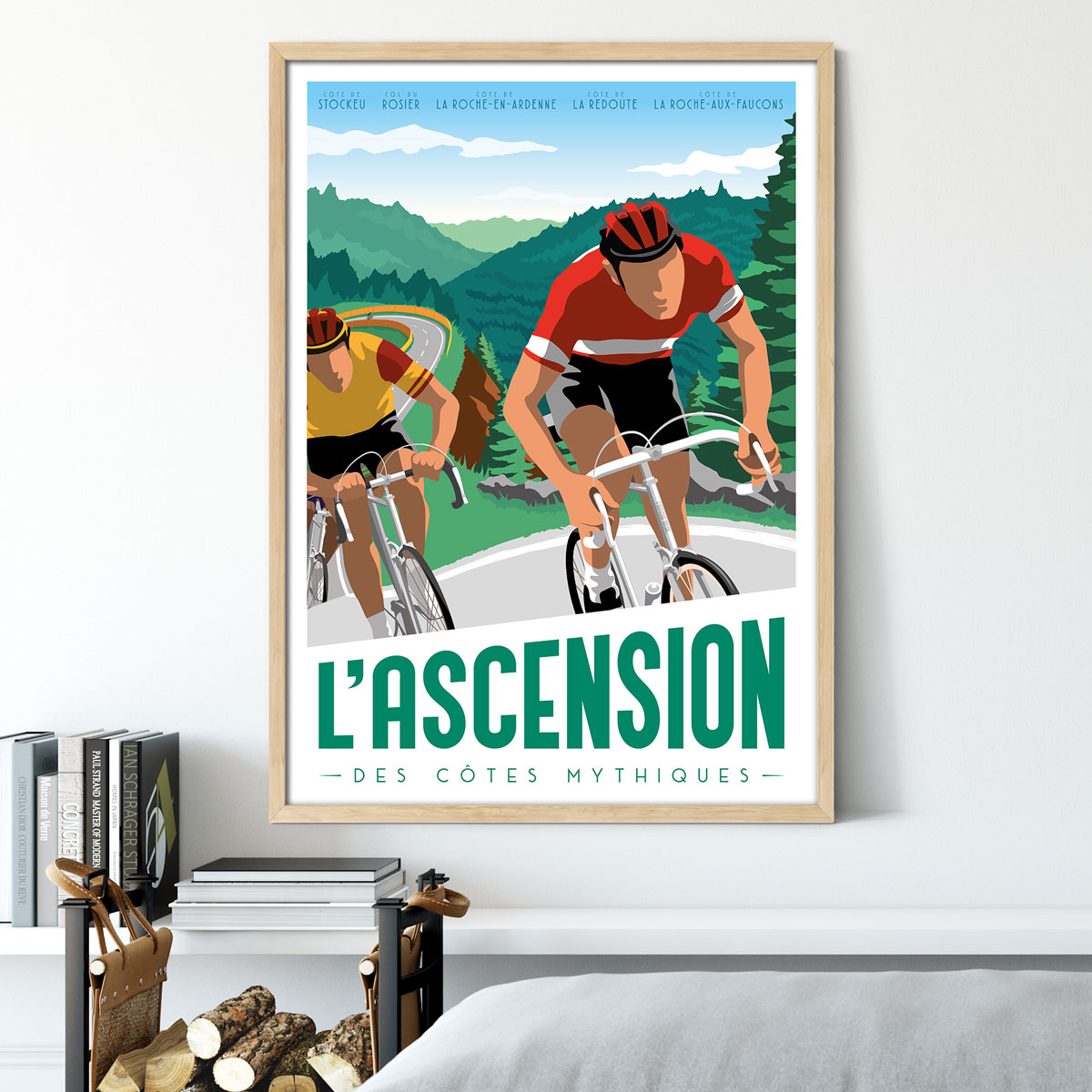 Affiche Cyclisme Belgique L'ascension des côtes mythiques"