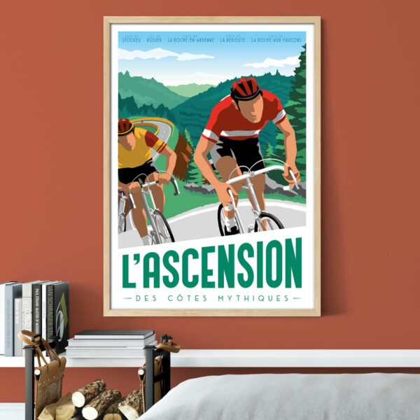 Affiche Cyclisme Belgique L'ascension des côtes mythiques"