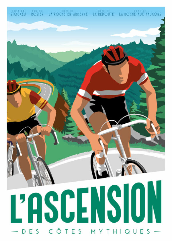 Affiche Cyclisme Belgique L'ascension des côtes mythiques"