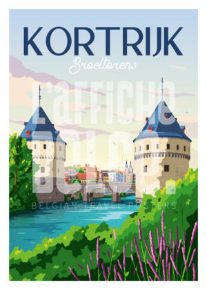 Poster Affiche Kortrijk Broeltorens / Courtrai Tours du Broel