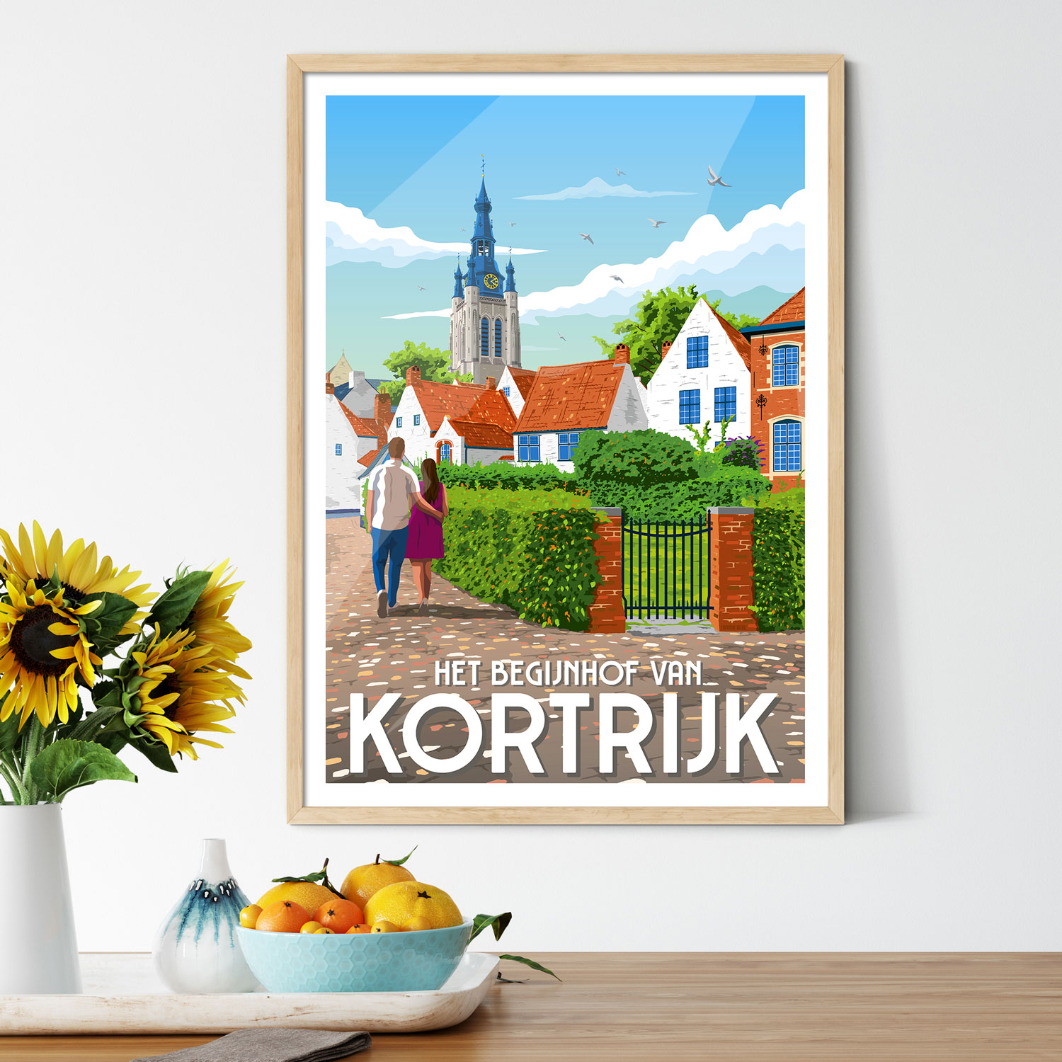 Affiche « Kortrijk – Begijnhof » Poster Kortrijk - Begijnhof